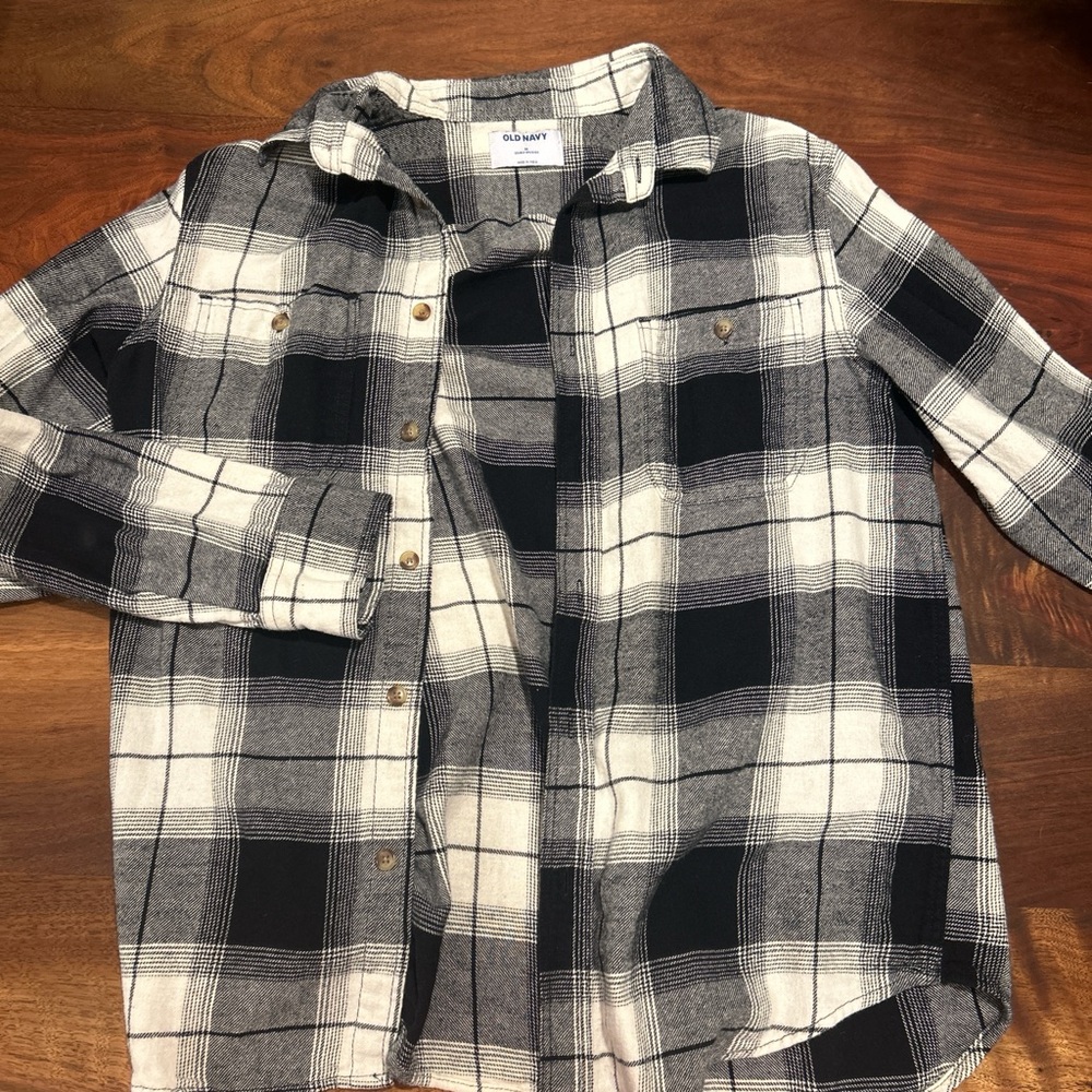 Old Navy Black and White Checkered Shirt